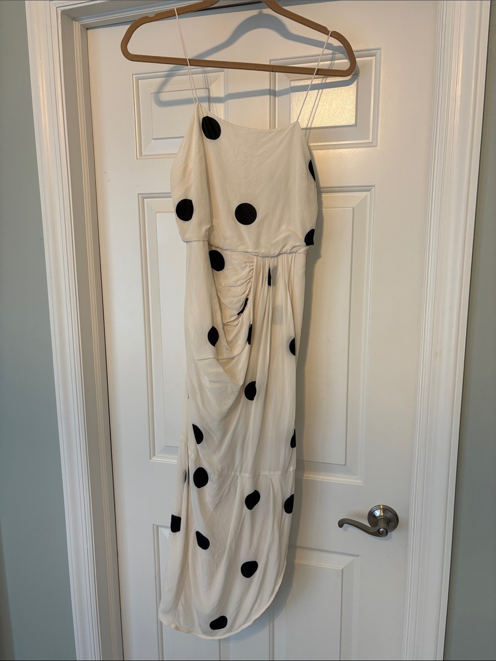 Derek Lam IO Crosby Polka Dot Spaghetti Strap Maxi Dress - Black on Cream